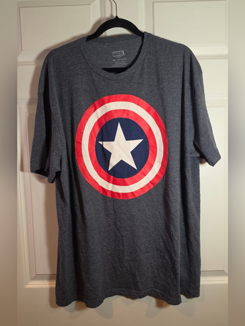 Marvel Captain America Shield Graphic T-Shirt - Navy 2XL Minor Wash Wear